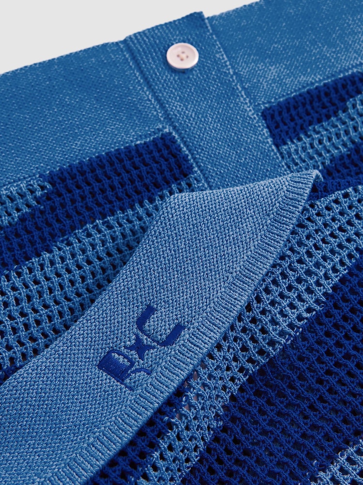 Reiss Blue Soliel Reiss | Ché Wave Crochet Shirt - Image 8 of 8