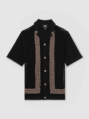 Reiss Black Accra Reiss | Ché Beaded Crochet Shirt - Image 2 of 8