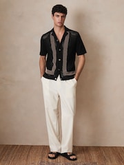 Reiss Black Accra Reiss | Ché Beaded Crochet Shirt - Image 4 of 8