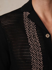 Reiss Black Accra Reiss | Ché Beaded Crochet Shirt - Image 5 of 8