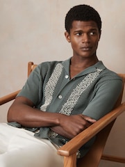 Reiss Sage Accra Reiss | Ché Beaded Crochet Shirt - Image 1 of 7
