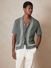 Reiss Sage Accra Reiss | Ché Beaded Crochet Shirt - Image 4 of 7