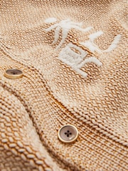 Reiss Camel Verra Reiss | Ché Motif-Embroidered Cardigan - Image 7 of 7