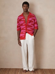 Reiss Pink Soliel Reiss | Ché Wave Crochet Shirt - Image 1 of 6