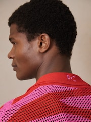Reiss Pink Soliel Reiss | Ché Wave Crochet Shirt - Image 4 of 6
