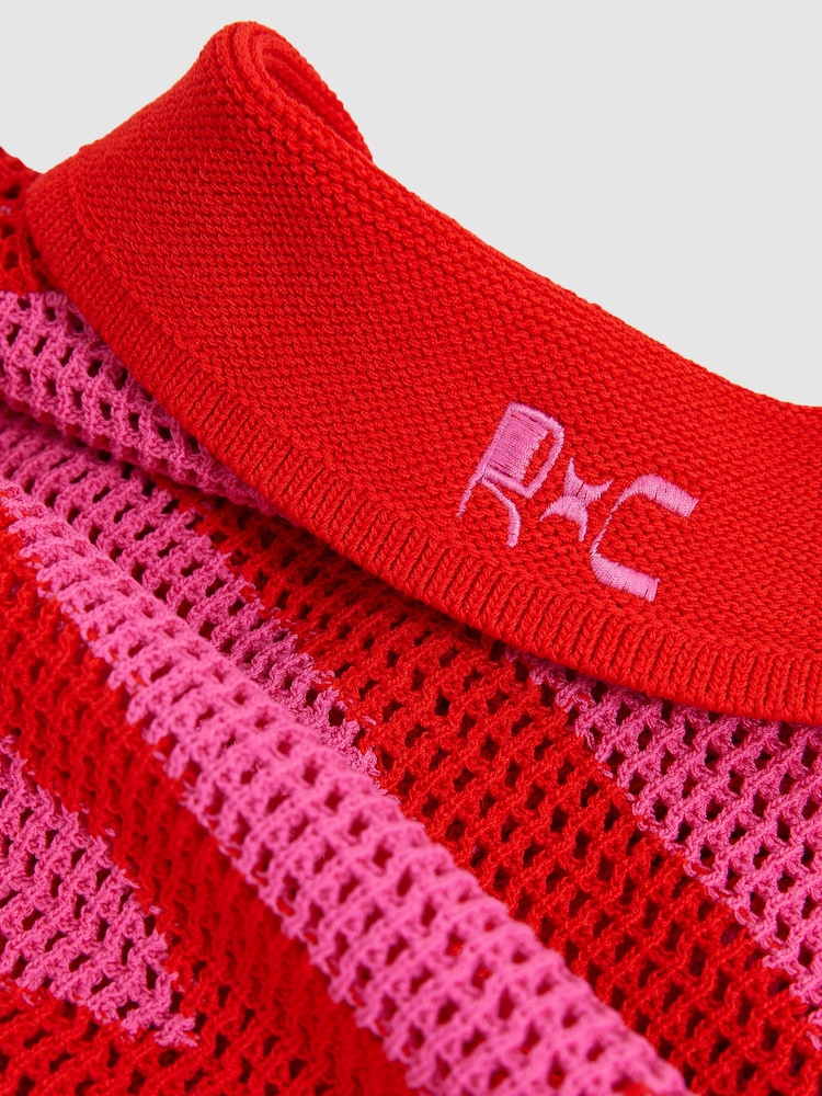 Reiss Pink Soliel Reiss | Ché Wave Crochet Shirt - Image 6 of 6