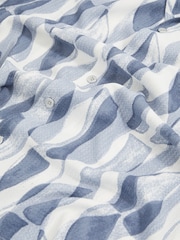 Reiss Soft Blue Taro Printed Textured Cuban-Collar Shirt - Image 6 of 6