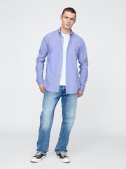 Azul - Gap Organic Cotton Long Sleeve Poplin Classic Shirt - Imagen 3 de 5