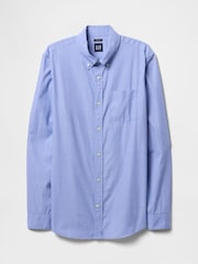 Azul - Gap Organic Cotton Long Sleeve Poplin Classic Shirt - Imagen 4 de 5