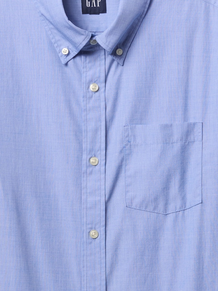 Azul - Gap Organic Cotton Long Sleeve Poplin Classic Shirt - Imagen 5 de 5