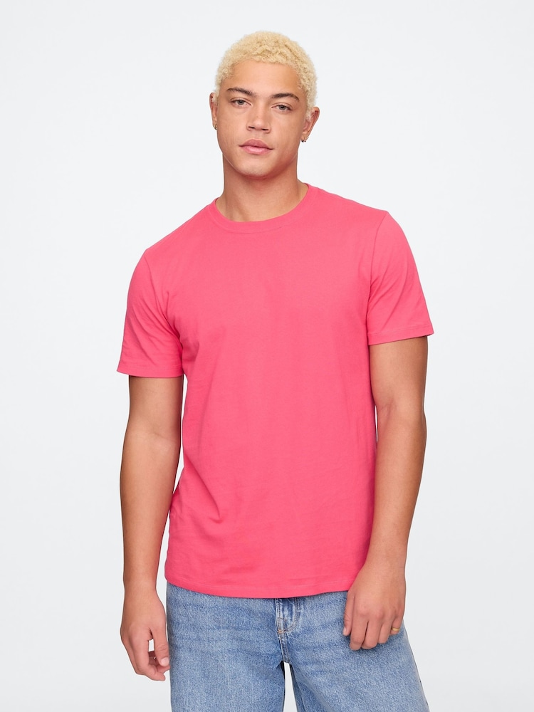Rosa - Maga corta - Camiseta de cuello redondo de 100 % algodón de Gap Everyday - Imagen 1 de 5