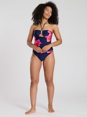 South Beach Blue Printed Ring Detail Tummy Control Tankini Set - Image 4 of 6