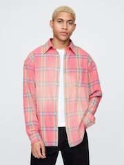 Gap Pink Check Cotton Twill Oversized Shirt - Image 1 of 5
