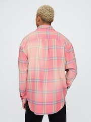 Gap Pink Check Cotton Twill Oversized Shirt - Image 2 of 5