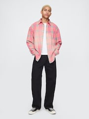 Gap Pink Check Cotton Twill Oversized Shirt - Image 3 of 5