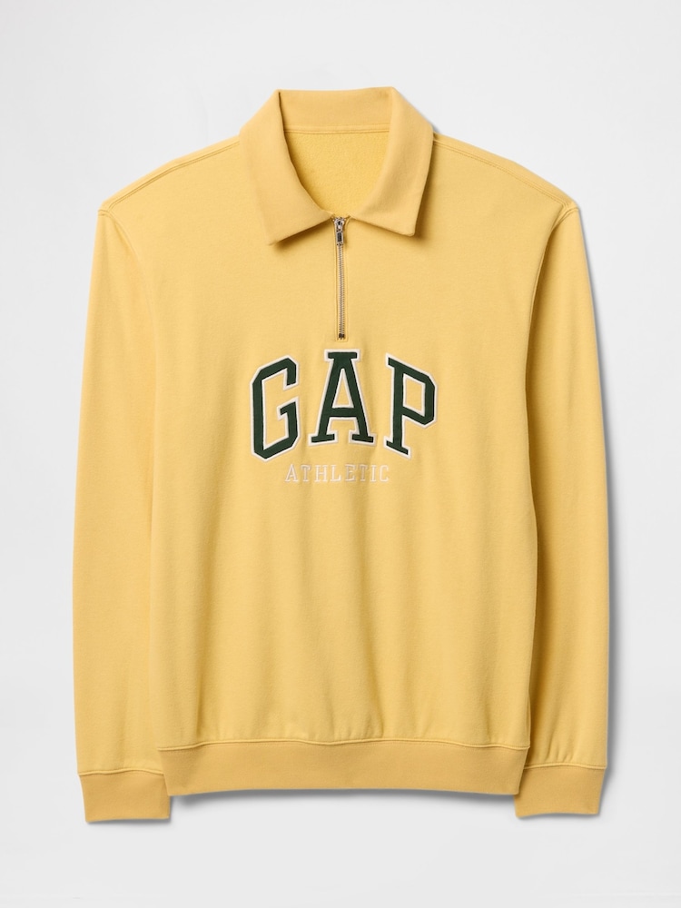 Желтый - Свитшот с короткой молнией и логотипом Gap Vintage Athletic - Изображение 1 из 2