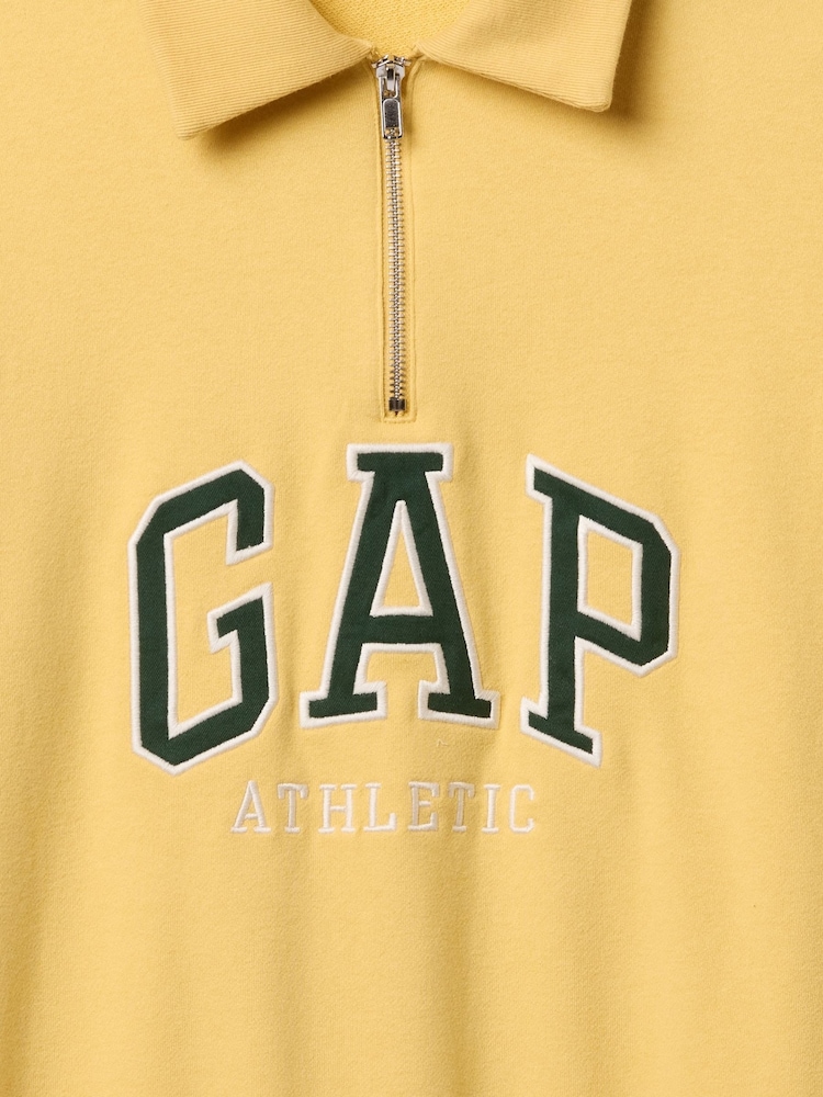 Желтый - Свитшот с короткой молнией и логотипом Gap Vintage Athletic - Изображение 2 из 2