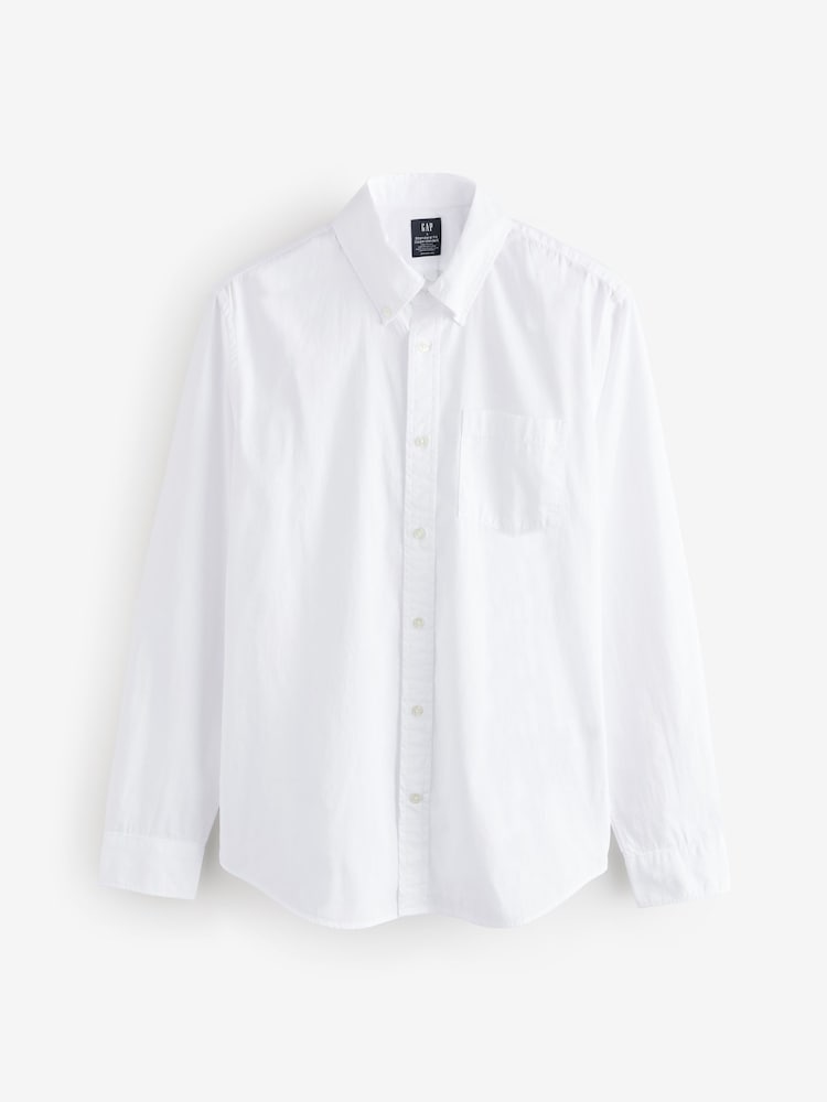 Gap White All Day Regular Fit Long Sleeve Poplin Shirt - Image 1 of 4