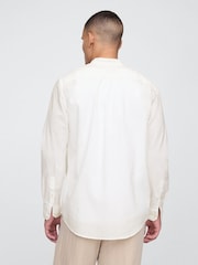 Gap White Linen-Cotton Straight Fit Band Collar Shirt - Image 2 of 5
