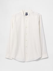 Gap White Linen-Cotton Straight Fit Band Collar Shirt - Image 4 of 5