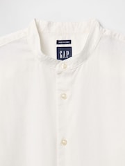 Gap White Linen-Cotton Straight Fit Band Collar Shirt - Image 5 of 5