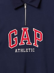 Темно-синий/Голубой - Свитшот с короткой молнией и логотипом Gap Vintage Athletic - Изображение 2 из 2