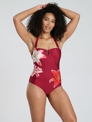South Beach Red Printed U Wire Strapless Tummy Control Swimsuit - Image 1 of 6
