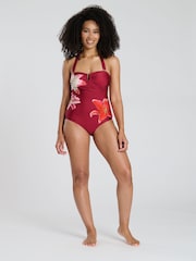 South Beach Red Printed U Wire Strapless Tummy Control Swimsuit - Image 4 of 6