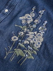 Gap Dark Indigo Blue Embroidered Denim Oversized Shirt - Image 10 of 10