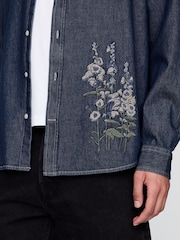 Gap Dark Indigo Blue Embroidered Denim Oversized Shirt - Image 4 of 10
