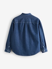 Gap Dark Indigo Blue Embroidered Denim Oversized Shirt - Image 7 of 10