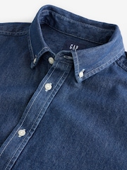Gap Dark Indigo Blue Embroidered Denim Oversized Shirt - Image 8 of 10