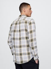 Gap Light Blue Check 100% Linen Long Sleeve Classic Shirt - Image 2 of 5