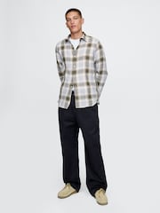 Gap Light Blue Check 100% Linen Long Sleeve Classic Shirt - Image 3 of 5