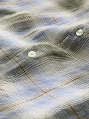 Gap Light Blue Check 100% Linen Long Sleeve Classic Shirt - Image 5 of 5