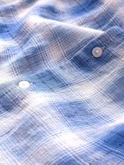 Gap Blue Check 100% Linen Long Sleeve Classic Shirt - Image 5 of 5