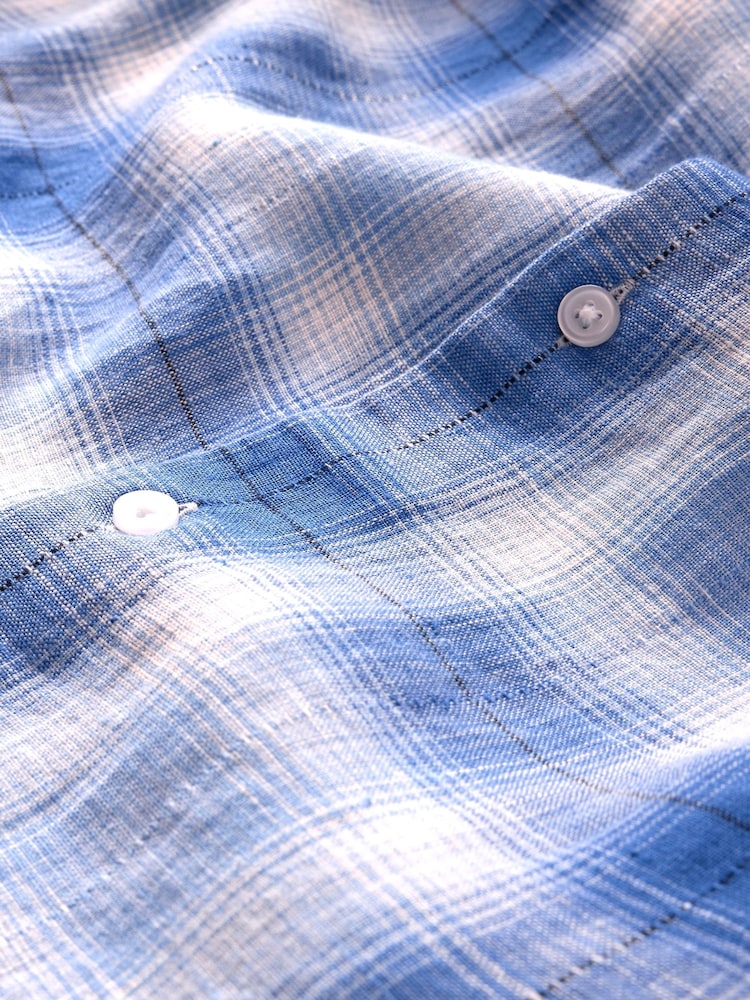 Gap Blue Check 100% Linen Long Sleeve Classic Shirt - Image 5 of 5