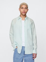 Зеленый - Gap 100% Linen Long Sleeve Classic Shirt - Изображение 1 из 5