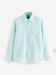 Зеленый - Gap 100% Linen Long Sleeve Classic Shirt - Изображение 3 из 5