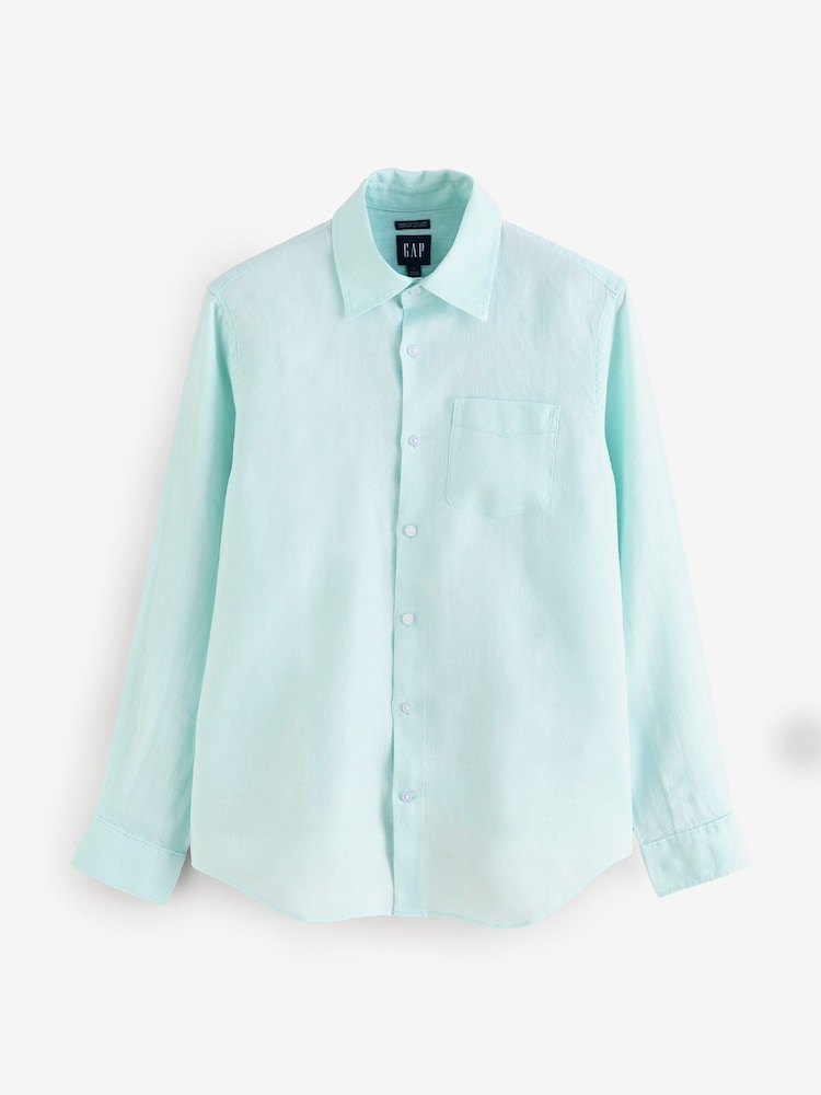 Gap Green 100% Linen Long Sleeve Classic Shirt - Image 3 of 5