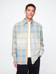 Gap Blue & Yellow Check Cotton Twill Oversized Shirt - Image 1 of 5