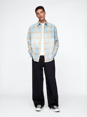 Gap Blue & Yellow Check Cotton Twill Oversized Shirt - Image 3 of 5