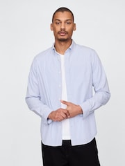 Raya azul - Gap Organic Cotton Long Sleeve Poplin Classic Shirt - Imagen 1 de 5
