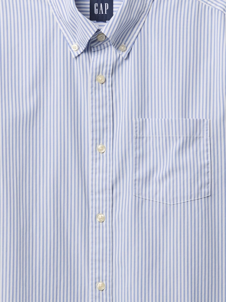 Raya azul - Gap Organic Cotton Long Sleeve Poplin Classic Shirt - Imagen 5 de 5