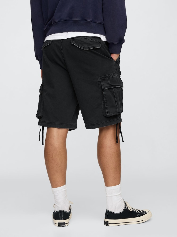 Черный - Gap Twill Cargo Baggy Shorts - Изображение 2 из 4