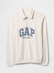 Белый - Свитшот с короткой молнией и логотипом Gap Vintage Athletic - Изображение 1 из 2