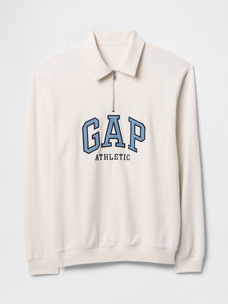 Белый - Свитшот с короткой молнией и логотипом Gap Vintage Athletic - Изображение 1 из 2