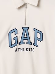 Белый - Свитшот с короткой молнией и логотипом Gap Vintage Athletic - Изображение 2 из 2