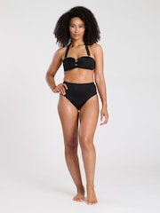 South Beach Black Wavy Rib Moulded Bandeau High Waist Tummy Control Bikini Set - Image 3 of 6