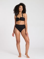 South Beach Black Wavy Rib Moulded Bandeau High Waist Tummy Control Bikini Set - Image 5 of 6